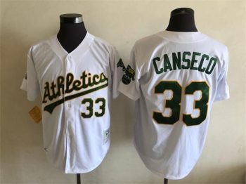 Vintage Oakland Athletics #33 Jose Canseco Stitched White Baseball Jersey Throwback Edition