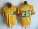 Vintage Oakland Athletics #35 Stitched Gold Mesh Baseball Jersey Throwback Edition