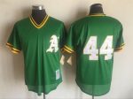Vintage Oakland Athletics #44 Reggie Jackson Stitched Green Mesh Baseball Jersey Throwback Edition