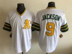 Vintage Oakland Athletics #9 Reggie Jackson Stitched White Baseball Jersey Throwback Edition