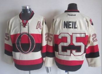 Vintage Ottawa Senators #25 NEIL stitched Cream-Black-Red Hockey Jersey Throwback Edition