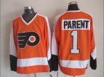 Vintage Philadelphia Flyers #1 PARENT stitched Orange-White-Black Hockey Jersey Throwback Edition