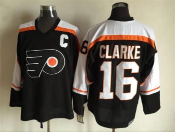 Vintage Philadelphia Flyers #16 CLARKE stitched Black-Orange-White Hockey Jersey Throwback Edition (2)