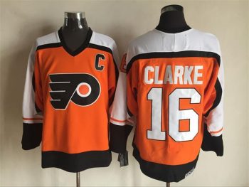 Vintage Philadelphia Flyers #16 CLARKE stitched Orange-White-Black Hockey Jersey Throwback Edition (2)