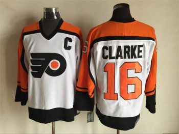 Vintage Philadelphia Flyers #16 CLARKE stitched Orange-White-Black Hockey Jersey Throwback Edition (3)
