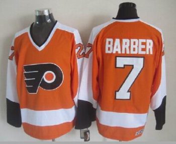 Vintage Philadelphia Flyers #7 BARBER stitched Orange-White-Black Hockey Jersey Throwback Edition