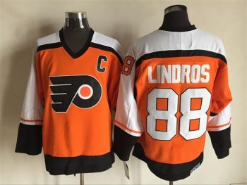 Vintage Philadelphia Flyers #88 LINDROS stitched Orange-White-Black Hockey Jersey Throwback Edition (2)