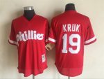 Vintage Philadelphia Phillies #19 John Kruk Stitched Red Mesh Baseball Jersey Throwback Edition
