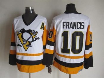 Vintage Pittsburgh Penguins #10 FRANCIS stitched White-Orange-Black Hockey Jersey Throwback Edition