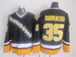 Vintage Pittsburgh Penguins #35 BARRASSO stitched Black-Yellow-White Hockey Jersey Throwback Edition