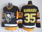 Vintage Pittsburgh Penguins #35 BARRASSO stitched Black-Yellow-White Hockey Jersey Throwback Edition (2)