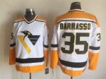 Vintage Pittsburgh Penguins #35 BARRASSO stitched White-Orange-Black Hockey Jersey Throwback Edition
