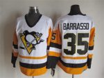 Vintage Pittsburgh Penguins #35 BARRASSO stitched White-Yellow-Black Hockey Jersey Throwback Edition