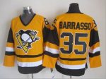 Vintage Pittsburgh Penguins #35 BARRASSO stitched Yellow-Black-White Hockey Jersey Throwback Edition