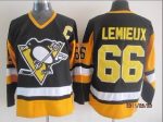 Vintage Pittsburgh Penguins #66 LEMIEUX stitched Black-Yellow-White Hockey Jersey Throwback Edition