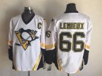 Vintage Pittsburgh Penguins #66 LEMIEUX stitched White-Black-Gold Hockey Jersey Throwback Edition