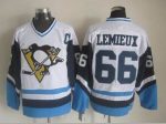 Vintage Pittsburgh Penguins #66 LEMIEUX stitched White-Blue-Navy Blue Hockey Jersey Throwback Edition