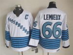 Vintage Pittsburgh Penguins #66 LEMIEUX stitched White-Light Blue-Navy Blue Hockey Jersey Throwback Edition