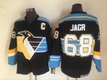 Vintage Pittsburgh Penguins #68 JAGR stitched Black-Blue-Yellow-White Hockey Jersey Throwback Edition