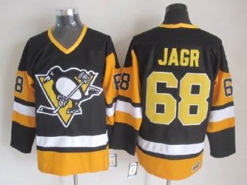 Vintage Pittsburgh Penguins #68 JAGR stitched Black-Yellow-White Hockey Jersey Throwback Edition