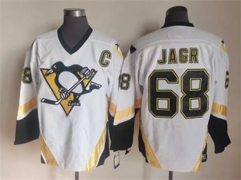 Vintage Pittsburgh Penguins #68 JAGR stitched White-Black-Gold Hockey Jersey Throwback Edition