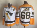Vintage Pittsburgh Penguins #68 JAGR stitched White-Orange-Black Hockey Jersey Throwback Edition