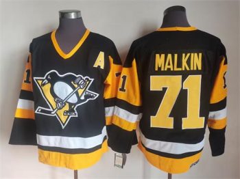 Vintage Pittsburgh Penguins #71 MALKIN stitched Black-Yellow-White Hockey Jersey Throwback Edition