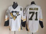 Vintage Pittsburgh Penguins #71 MALKIN stitched White-Black-Gold Hockey Jersey Throwback Edition
