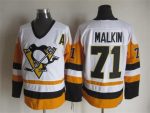 Vintage Pittsburgh Penguins #71 MALKIN stitched White-Orange-Black Hockey Jersey Throwback Edition