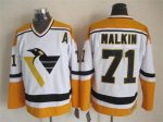 Vintage Pittsburgh Penguins #71 MALKIN stitched White-Yellow-Black Hockey Jersey Throwback Edition