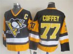 Vintage Pittsburgh Penguins #77 COFFEY stitched Black-Yellow-White Hockey Jersey Throwback Edition