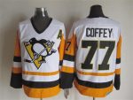 Vintage Pittsburgh Penguins #77 COFFEY stitched White-Orange-Black Hockey Jersey Throwback Edition