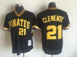 Vintage Pittsburgh Pirates #21 Roberto Clemente Stitched Black Mesh Baseball Jersey Throwback Edition