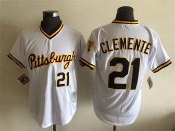 Vintage Pittsburgh Pirates #21 Roberto Clemente Stitched White Baseball Jersey Throwback Edition (2)