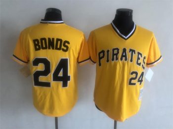 Vintage Pittsburgh Pirates #24 Barry Bonds Stitched Gold Baseball Jersey Throwback Edition