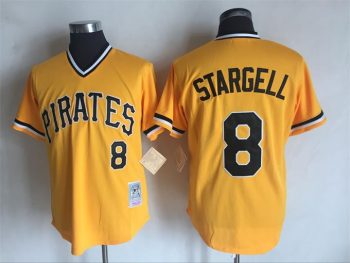 Vintage Pittsburgh Pirates #8 Willie Stargell Stitched Gold Baseball Jersey Throwback Edition