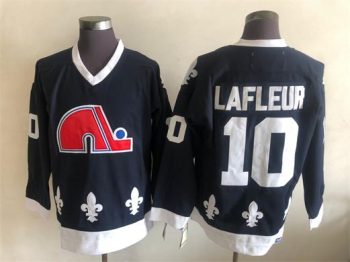 Vintage Quebec Nordiques #10 LAFLEUR stitched Navy Blue-White-Red Hockey Jersey Throwback Edition