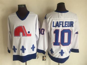 Vintage Quebec Nordiques #10 LAFLEUR stitched White-Royal Blue-Red Hockey Jersey Throwback Edition