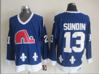 Vintage Quebec Nordiques #13 SUNDIN stitched Royal Blue-White-Red Hockey Jersey Throwback Edition