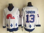 Vintage Quebec Nordiques #13 SUNDIN stitched White-Royal Blue-Red Hockey Jersey Throwback Edition