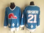 Vintage Quebec Nordiques #21 FORSBERG stitched Light Blue-White-Red Hockey Jersey Throwback Edition