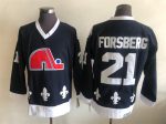Vintage Quebec Nordiques #21 FORSBERG stitched Navy Blue-White-Red Hockey Jersey Throwback Edition