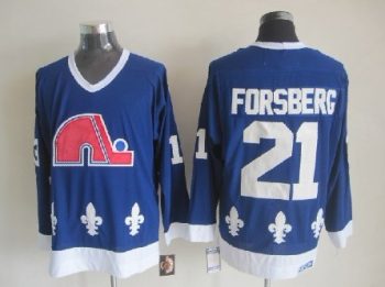 Vintage Quebec Nordiques #21 FORSBERG stitched Royal Blue-White-Red Hockey Jersey Throwback Edition