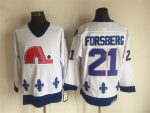 Vintage Quebec Nordiques #21 FORSBERG stitched White-Royal Blue-Red Hockey Jersey Throwback Edition