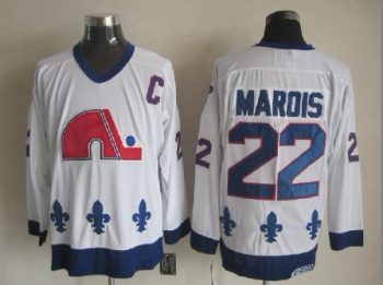 Vintage Quebec Nordiques #22 MARDOIS stitched White-Royal Blue-Red Hockey Jersey Throwback Edition