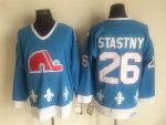 Vintage Quebec Nordiques #26 STASTNY stitched Light Blue-White-Red Hockey Jersey Throwback Edition
