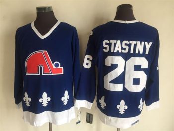Vintage Quebec Nordiques #26 STASTNY stitched Royal Blue-White Hockey Jersey Throwback Edition