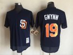 Vintage San Diego Padres #19 Tony Gwynn Stitched Navy Blue Mesh Baseball Jersey Throwback Edition