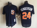 Vintage San Diego Padres #24 Rickey Henderson Stitched Navy Blue Mesh Baseball Jersey Throwback Edition