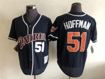 Vintage San Diego Padres #51 Trevor Hoffman Stitched Navy Blue Baseball Jersey Throwback Edition